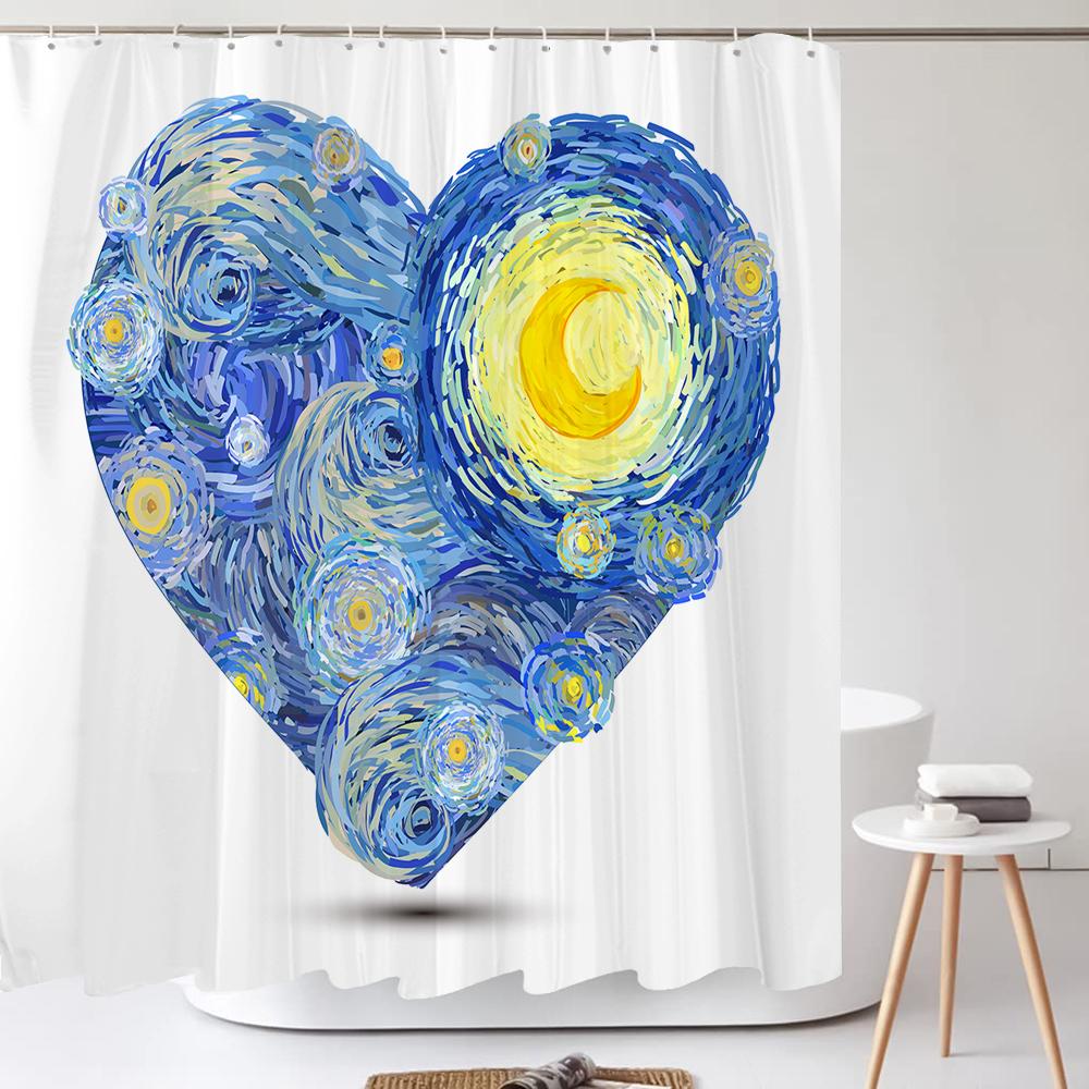 Watercolor Blue Starry Sky Shower Curtain Polyester Fabric Bath Curtain for Bathroom Curtain Decor Shower Curtains Cortina Ducha