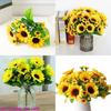 Artificial Sunflower Silk Flowers Wedding Floral Decor 7 Branches 13 Heads