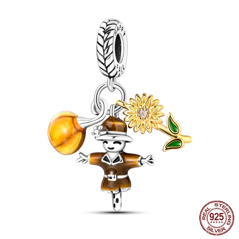 Copper Golden Series Star Moon Pyramid Sunflower Charms Beads Fit Qikaola Original Bracelet Luxury Diy Jewelry Gift