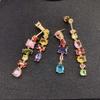 Women's Square Crystal Rainbow Jewelry Set: Bracelet, Necklace & 18K Gold Plated Earrings