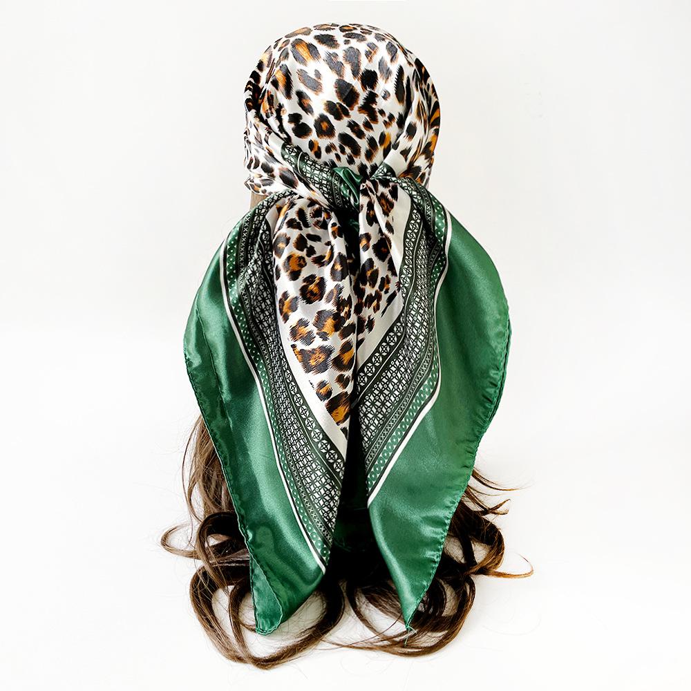 Artificial Silk Scarf 90cm Women's New Arrival Headscarf Satin Square Scarf Leopard Print Shawl
