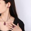 Jewelry Copper Bottom Gold-Plated Simulation Red Corundum Fat Rectangular Black Gold Personalized Set 14 * 16