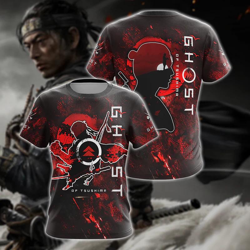 

Гра Ghost of Tsushima Футболки Японський самурай 3D друк Вуличний одяг Чоловіки Жіноча Мода Велика футболка Дитячі футболки Топи Одяг 6XL червоний