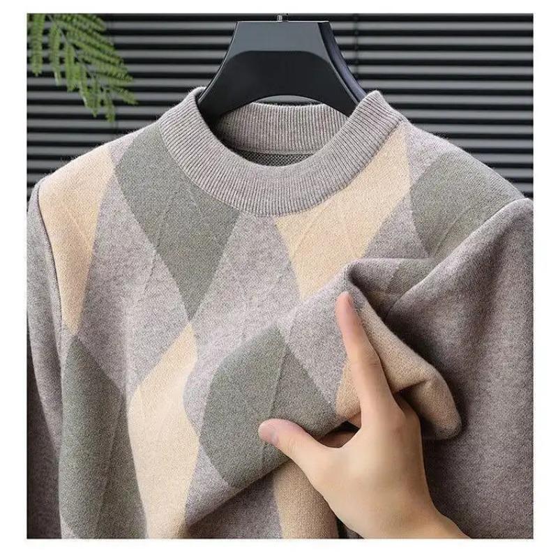 Autumn and Winter Men's Half Turtleneck Sweater Bottoming  Contrast Color Pullover Fashionable Casual Top