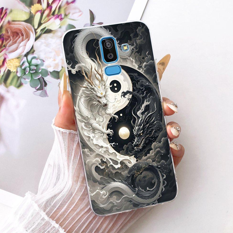 Clear Cover For Samsung J8 2018 Case SM-J810G Cute Cat Fashion Butterfly Funny 2D Painted Casing For Samsung Galaxy J8 2018