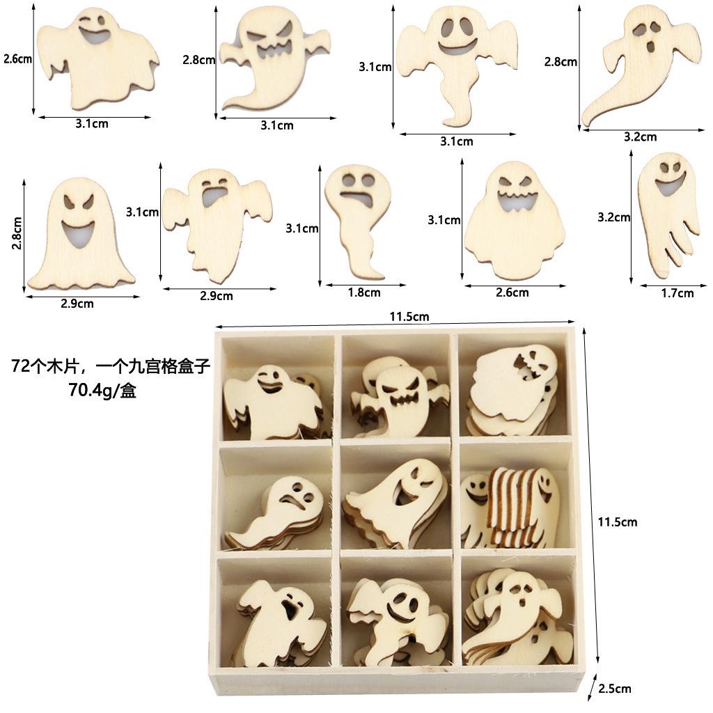 

72-Piece Natural Unfinished Wooden Ghost Cutouts Set 9 Unique Styles for Halloween DIY Crafts And Party Decoration