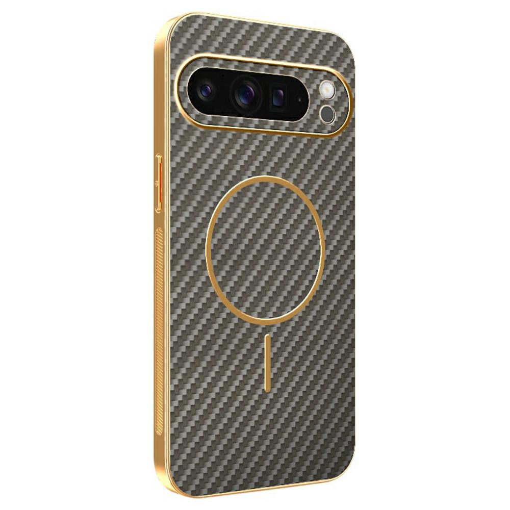 

For Google Pixel 9 Pro XL Phone Case Carbon Fiber Textured Electroplated TPU Back Cover