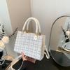 Versatile Plaid Square Shoulder Bags for Women Minimalist Ladies Adjustable Crossbody Bag Textured Female Purse Phe Handbags