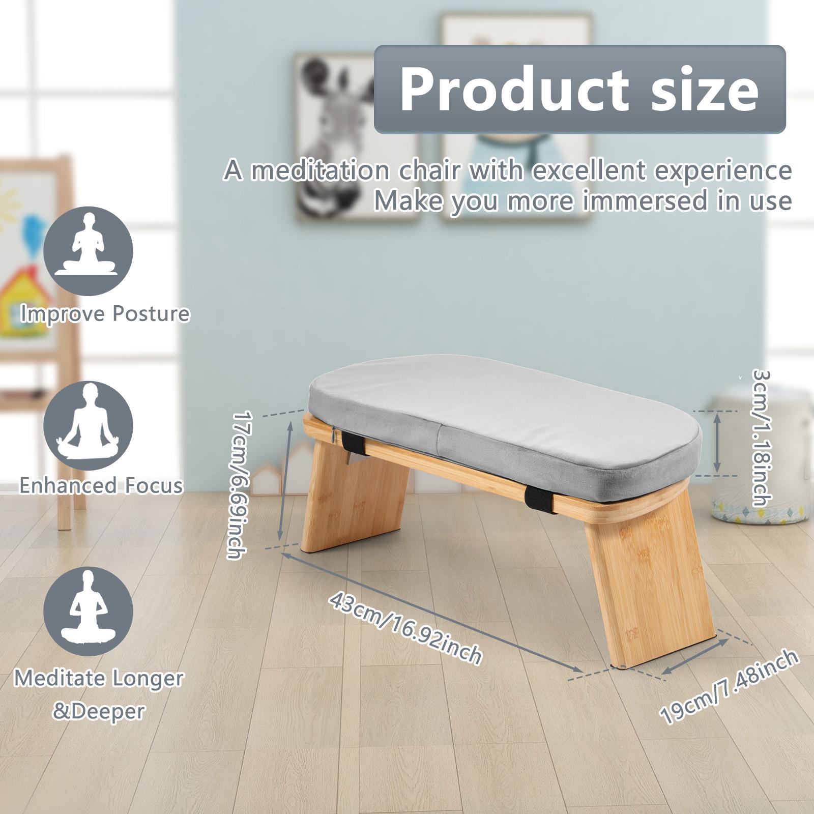 

Скамейка для молитвы Складная бамбуковая скамейка для йоги с подушкой и сумкой для переноски Эргономичный табурет для коленей для сидения, размышлений в помещении и на открытом воздухе