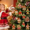 Christmas Tree Hanging Decorations Gingerbread Man Ornaments with Gingerbread House Pendants Home Party Christmas Decor 16PCS