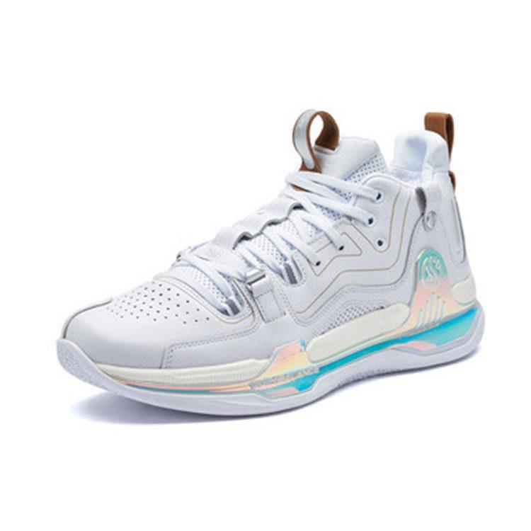 361 AG1 Pro Aaron Gordon AG1 Antiscivolo Resistente all'Abrasione Mid top Scarpe da Pallacanestro Performance Uomo Argento Bianco 672141107-1