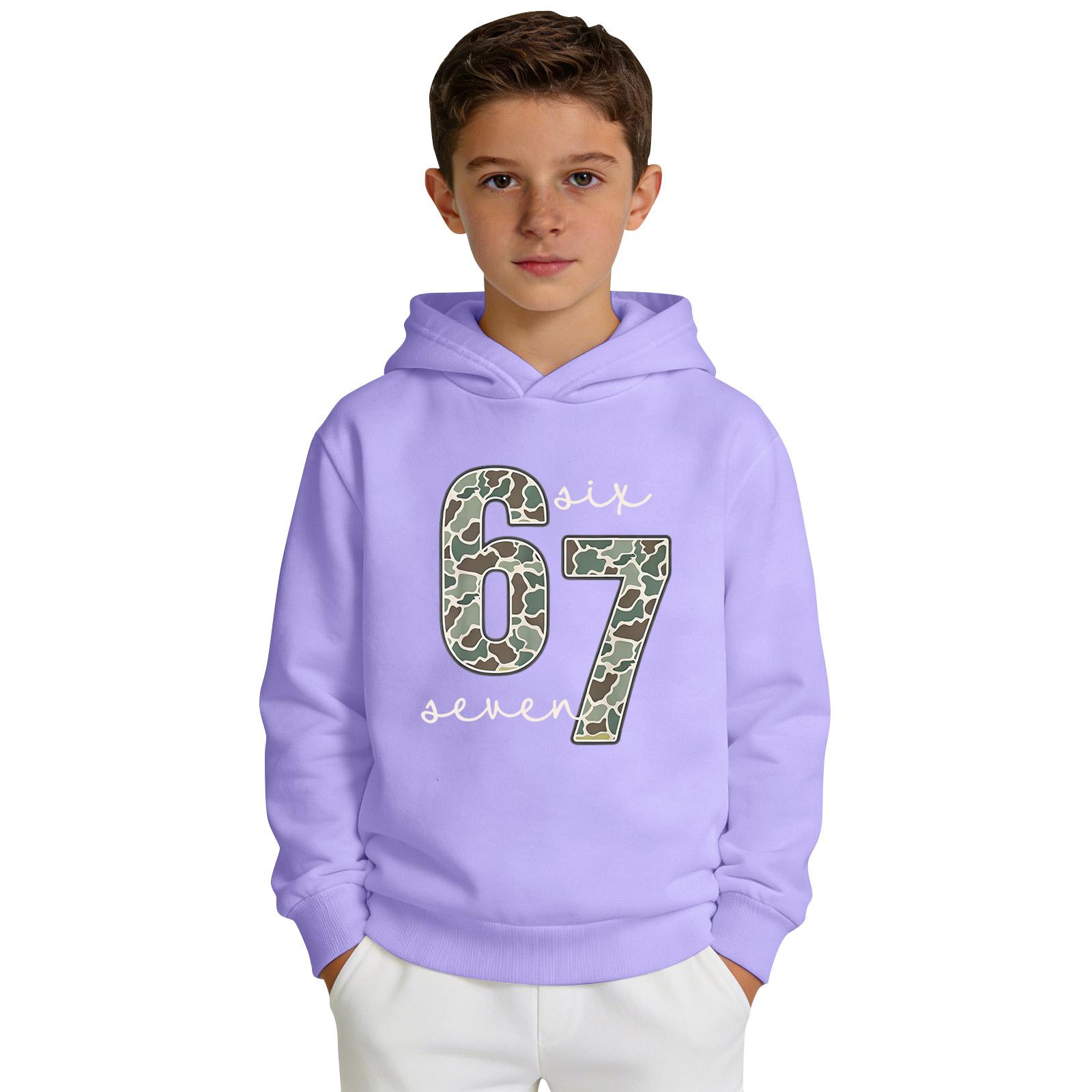 

Boys Long Sleeve Hoodie Sweatshirt with Printed Number Design Casual Pullover Lightweight Comfortable Sportswear for Kids 140