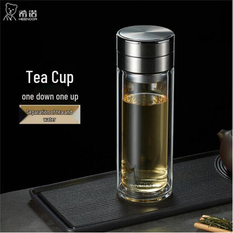 HEENOOR Tea Infuser Double-Wall Glass Bottle