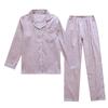 Simple color woven yarn pure cotton pajamas set couple casual long-sleeved trousers autumn outdoor loungewear