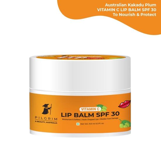 Pilgrim Vitamin C Lip Balm SPF 30 with Australian Kakadu Plum & Shea Butter| Lip Balm SPF 30 for Women & Men| Lip Balm for Smooth Soft Lips | 9 Gm