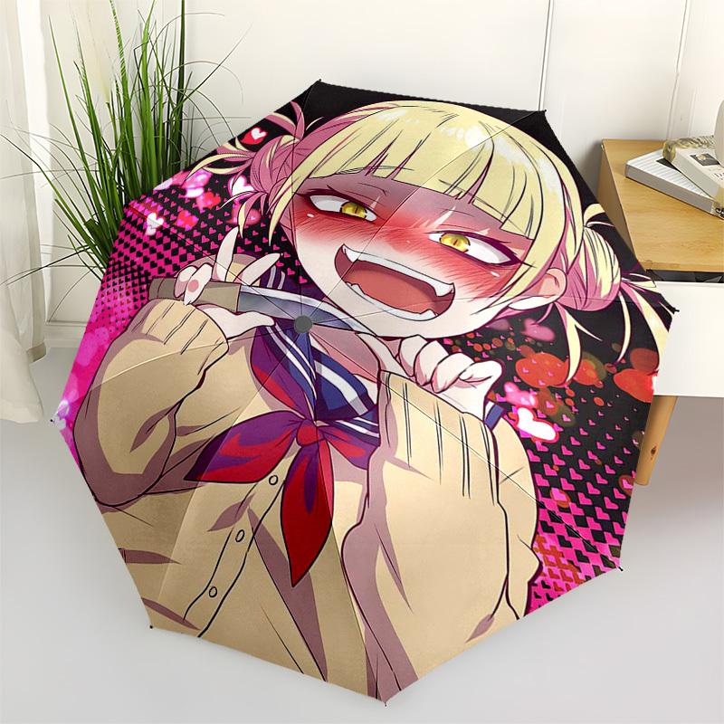 

1pc Outdoor Umbrella with Cute Anime Girl Design - Automatic Opening/Closing, Portable 3-Fold Design, 8-Rib Iron Frame - Perfect Gift for Fans, T