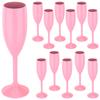 12pcs Champagne Flutes Glass Pink Elegant Wine Flutes Set Champagne Wine Plastic Goblet Toasting Drinking Cup For Wedding Party