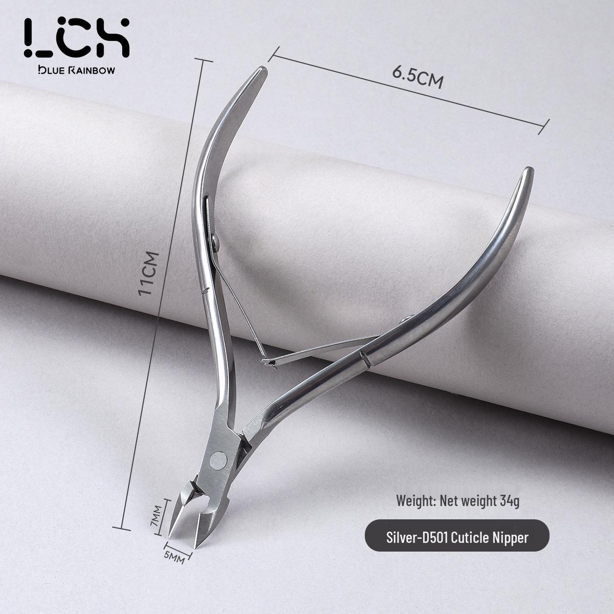 In Stock: D501 Gold Stainless Steel Double-Pronged Cuticle Nipper & Beauty Tweezers Manicure Tool