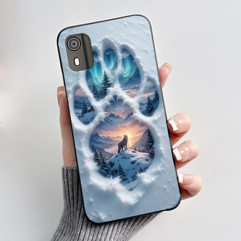 For Nokia C02 Phone Case Cute Funny Love Rabbit Animal Black Matte Soft TPU Protective Back Cover for Nokia C2 2nd Edition Case