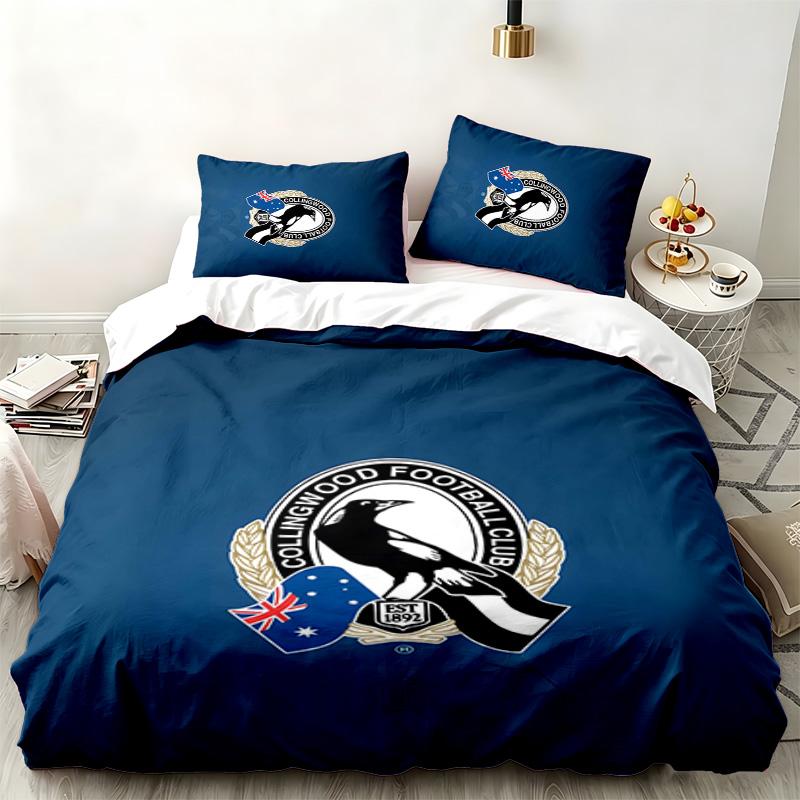 Collingwood Football Club 3-teiliges Set Perfekt für das Schlafzimmer Bequemes Bettwäscheset enthält einen Bettbezug und zwei Kissenbezüge Ideales Geburtstags- oder Weihna