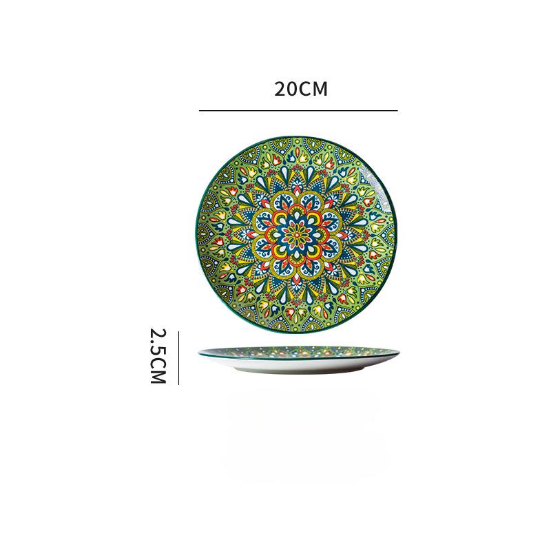 20cm Keramikteller High-End Gefühl Haushalts-Essteller Großer Teller Westlicher Teller Steakteller Flacher Teller Flacher Teller Geschenk