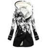 Große Jacke für Damen mit warmer und plüschiger Kapuzenjacke mit geometrischem Aufdruck und Taschen