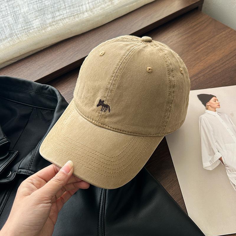 Grape Purple Embroidered Little Fox Soft Top Baseball Cap Women's New High Quality White Cap