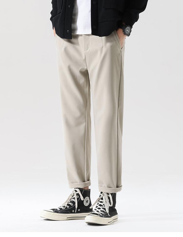 Anti wrinkle copper ammonia silk spring new casual pants for men, loose and versatile straight leg tapered pants