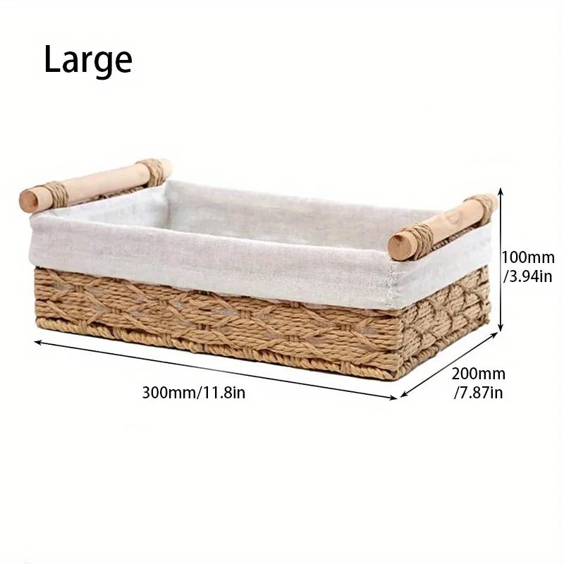 1pc Bathroom and Kitchen Storage Basket - Small Wicker Organizer for Countertops - Round Paper Rope