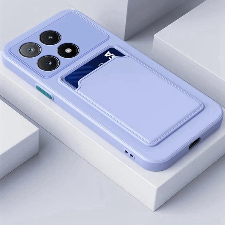 Wallet Card Holder Slot Back Soft Silicone Case For Xiaomi 14T 11T 13T 15T Poco C75 X7 F7 M8 Redmi A3 9C 13C 14C Note 9 10 11 12 13 14 15 Pro Cover