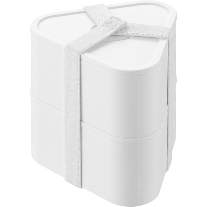 Yamazaki Rice Ball Container with Valve, 2-Pack, White (2-Tier, 10.6x9.8x10.3cm) Tower Microwave, Dishwasher, and Freezer Safe