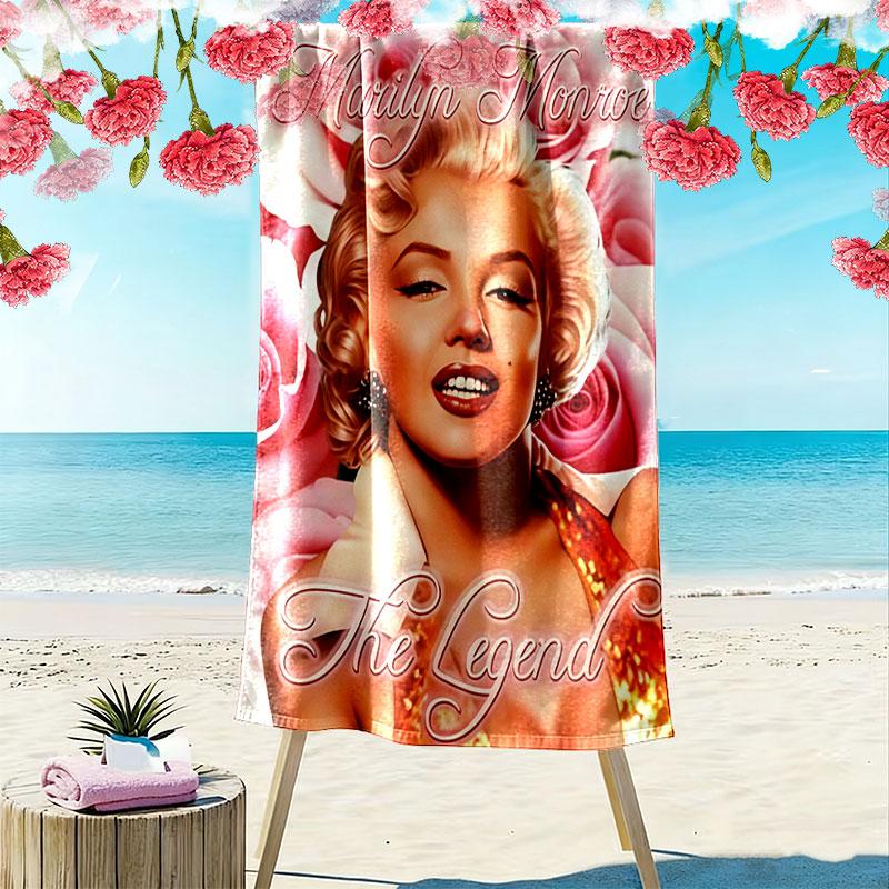 Marilyn Monroe Print Beach Towel, Large Soft Quick Dry Towel for Beach Camping Swimming