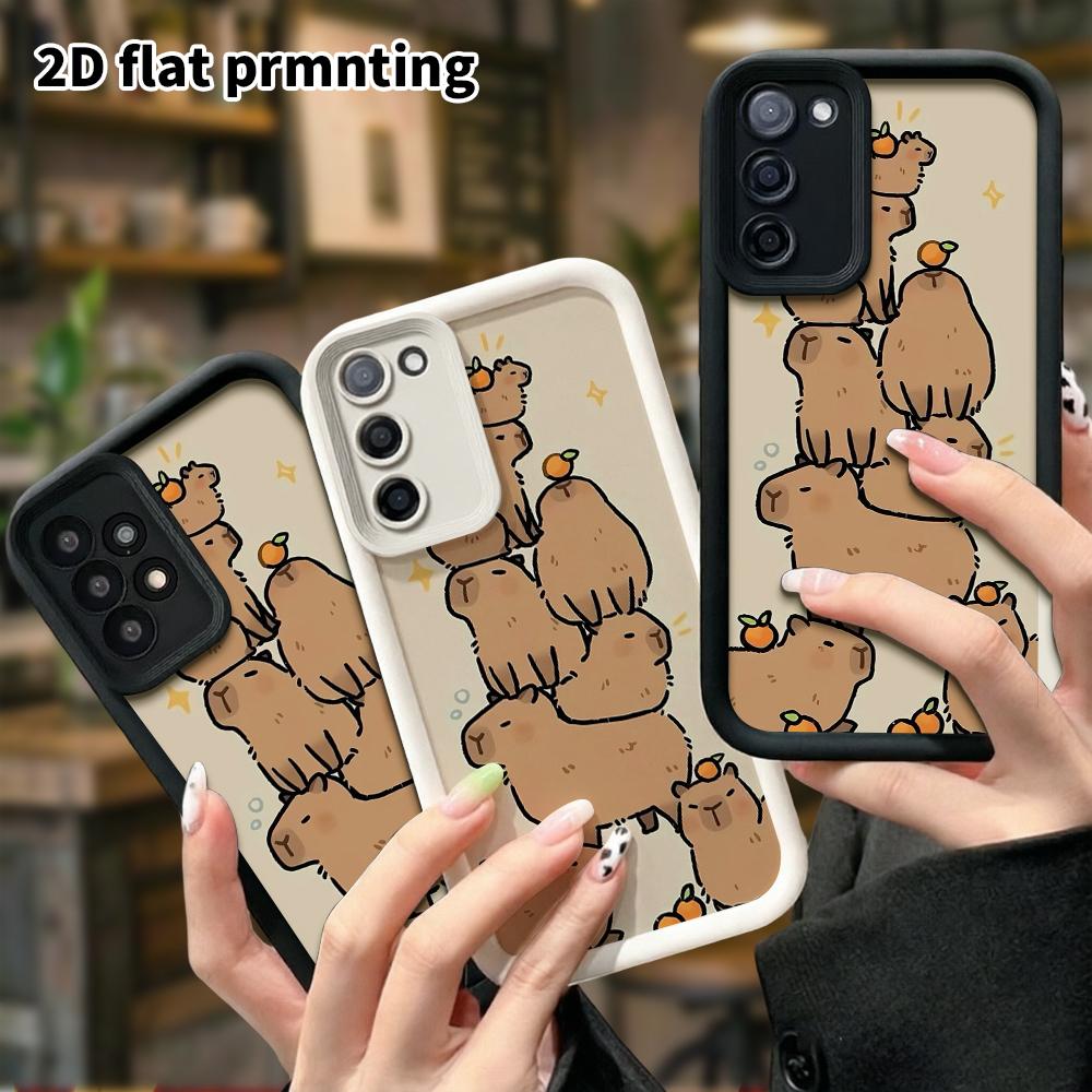 Phone Case: 2D Flat Samsung Galaxy A34 A35 M05 M06 S20 S22 S21 FE Plus 5G Step Protective Case, Stackable Capybara, Christmas and Halloween Gifts