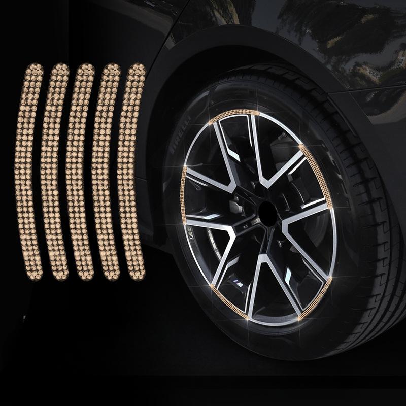 

5 шт. наклейка на обод шины автомобиля с бриллиантами и кристаллами, декоративная наклейка, предупреждающая полоса для безопасности, ступица колеса, автомобильные аксессуары для женщин шампанского