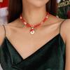 New Fashion Red Beaded Santa Claus Choker Necklace