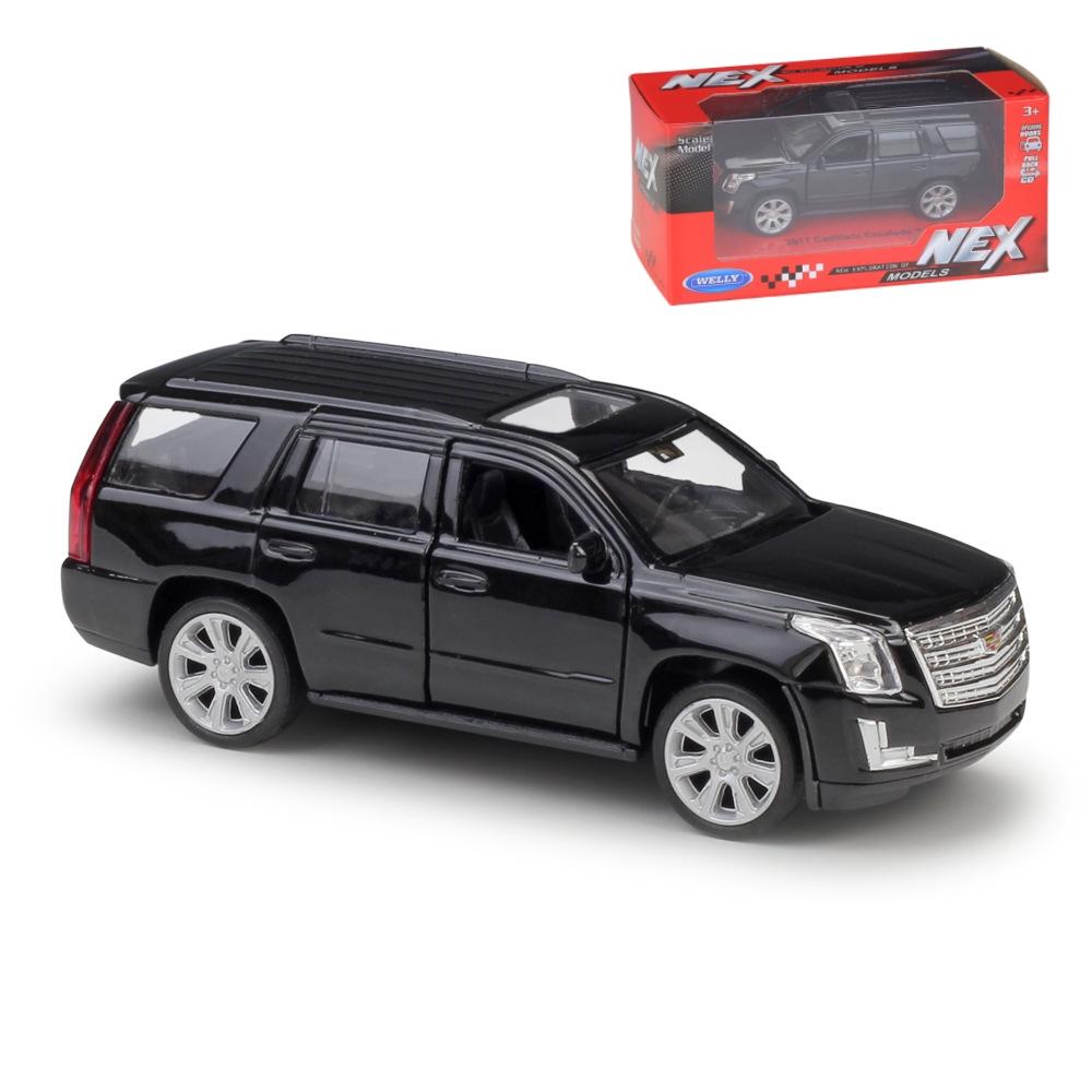 1/36 Skala Cadillac Escalade SUV Leke Bil Modell Welly Støpt Kjøretøy Miniatyr Trekk tilbake Frie Hjul Samling Gave til Barn Gutter