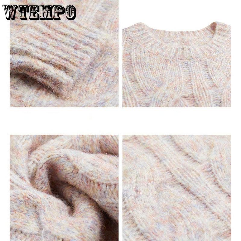 Rosa weicher Pullover für Damen, süße, lockere Oberbekleidung, Strickmode, Design Sense, kleiner Pullover, kurze Strickmode