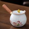 Hand-painted Mutton Fat Jade White Porcelain Teapot Single Pot Hand with Handle Side Handle Teapot Xishi Pot Kung Fu Tea Set Tea