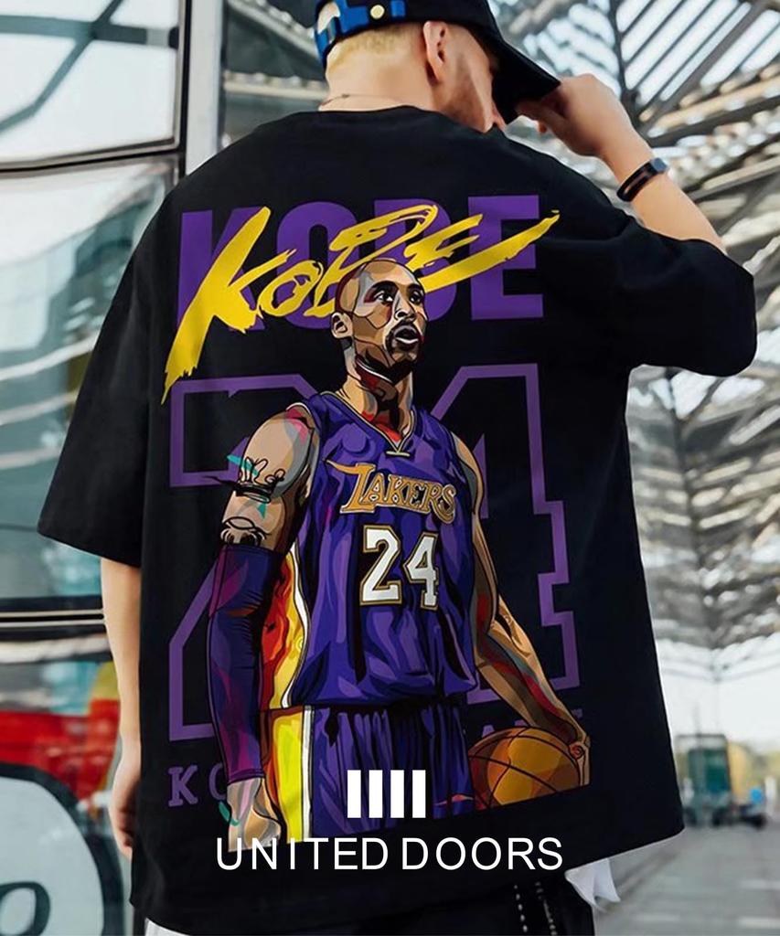 The Doors Men's Lakers Los Angeles Kobe Short Sleeve T-Shirt, Round Neck, Stylish, Size XL, Black, 5S-D18-BKXL