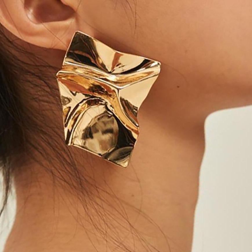 Exaggerated Geometric Mirror Earrings: Bold, Trendy Statement for Women