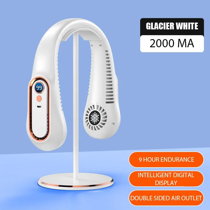 Hanging Neck Fan Portable Bladeless Neck Fan Rechargeable Air Cooler Digital Display Mini Summer Sports Fans Portable Fan Neck