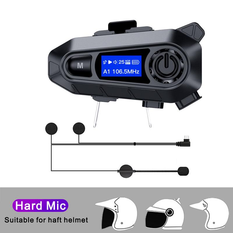 A1 Motorradhelm Bluetooth-Headset Kabelloses LCD-Display Freisprechen Musik-Headset IP67 Wasserdicht Radfahren Anruf
