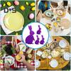 Besteckhalter in Osterhasenform, Filzhalter für Messer und Gabeln, Geschirrhalter, Utensilienhülle für Ostern, Party, Hochzeit, Geburtstag, Dekoration, 12 Stück