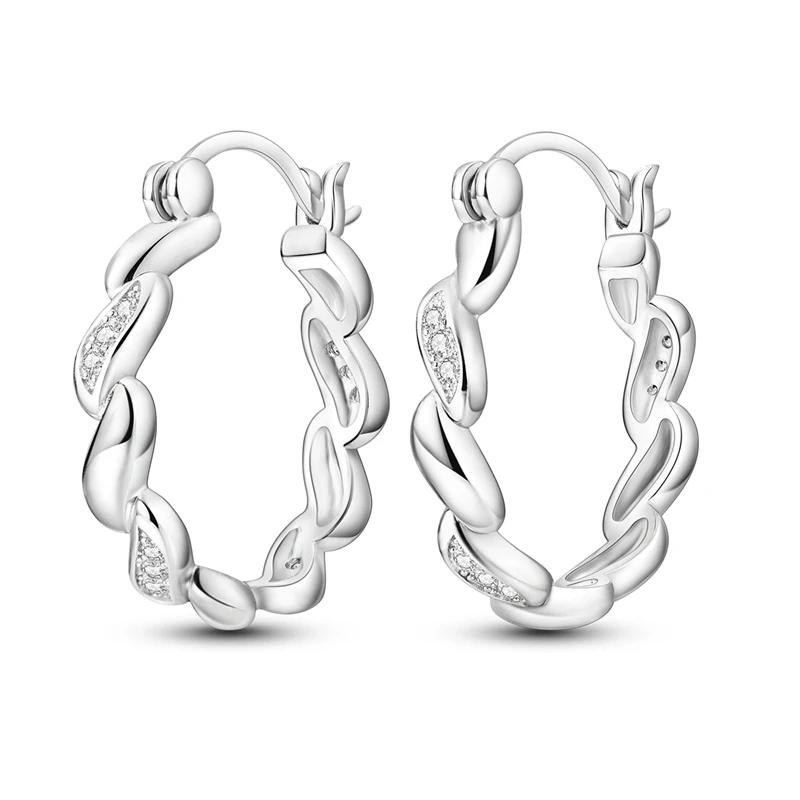 925 Sterling Copper Heart Snake Bone Pattern Cross Shell Zircon Four-pointed Star Earrings for Women Earring Fine Zircon Gifts