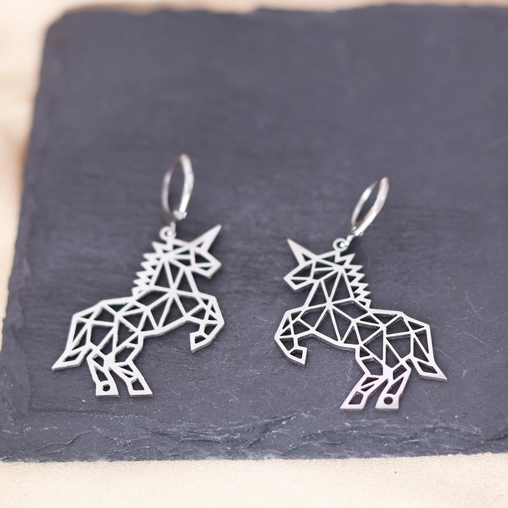 Kinitial Stainless Steel Bulldog Unicorn Dragon Fairy Turtle Sword Death Moth Earrings For Women Trendy Piercing Jewelry