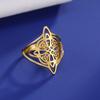 Teamer Witch Knot Stainless Steel Ring Women Wiccan Cross Celtics Knot Ring Witchcraft Good Luck Protection Amulet Birthday Gift