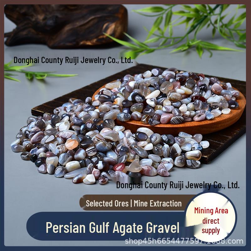 Striped Persian Gulf Agate Gravel: Raw Stone Ornament for DIY Gardens & Fish Tanks 9-15mm 100g