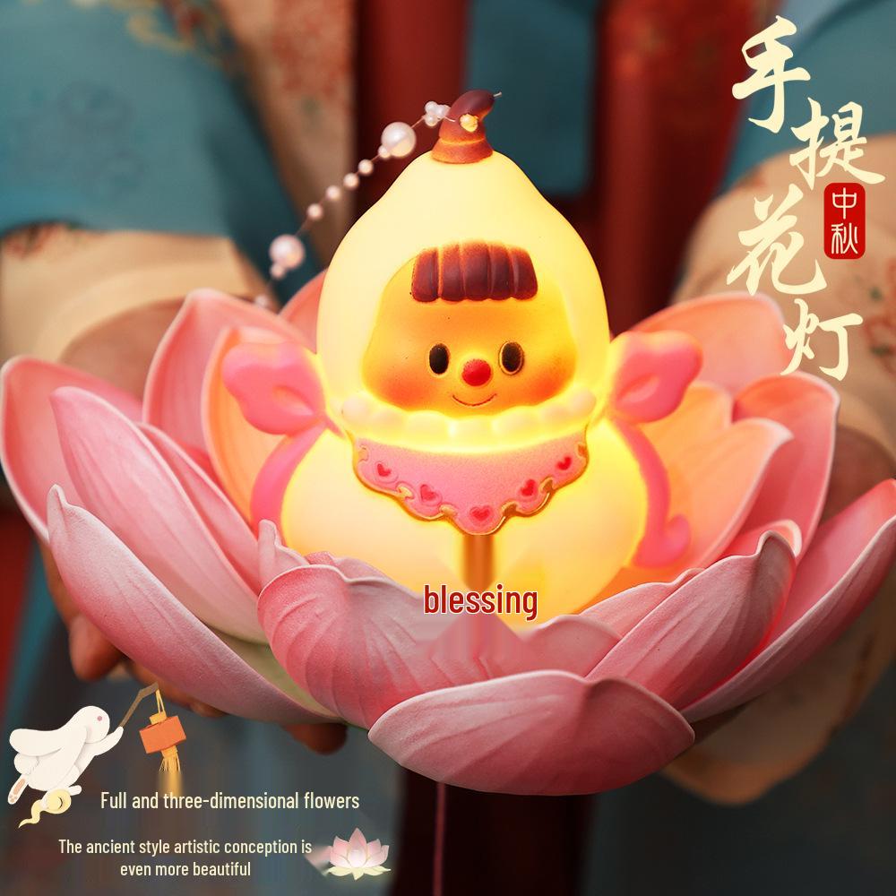 Mid-Autumn Festival Lotus Lantern DIY Kit: Parent-Child Ancient Style Handheld Lantern for Performances