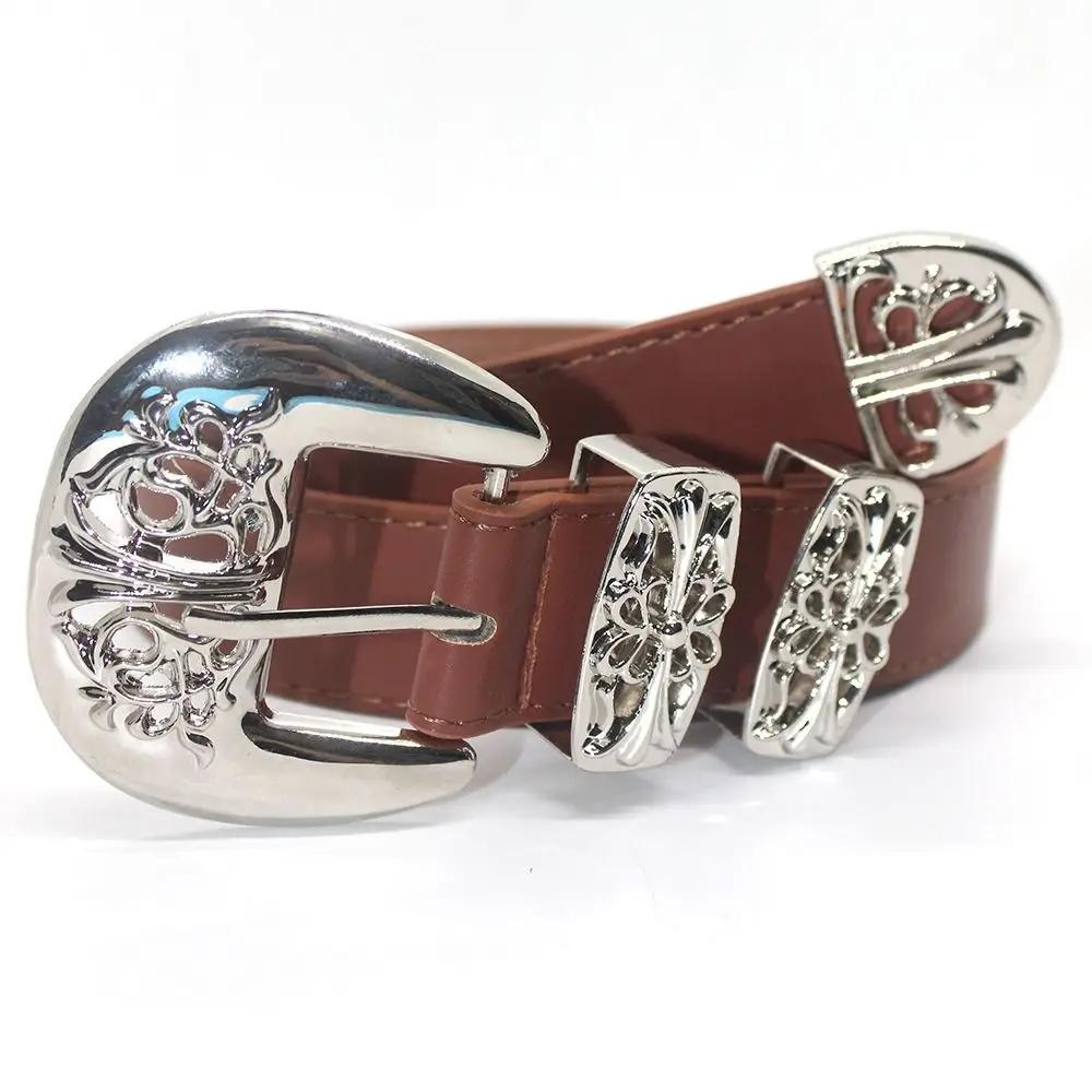 2025 New Punk Style Women's Fashion Belt Y2k Hollow Carving Cross Buckle Casual Versatile Decorative Belt Women's Accessories