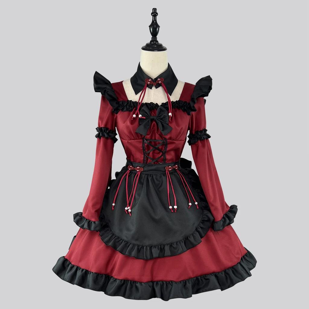 Gotické šaty Lolita pro služebnou Malý ďábel Anime Cosplay kostým Červené šaty pro dívku pro služebnou Trendy pro dívky Kostýmy pro služebnou S -5XL